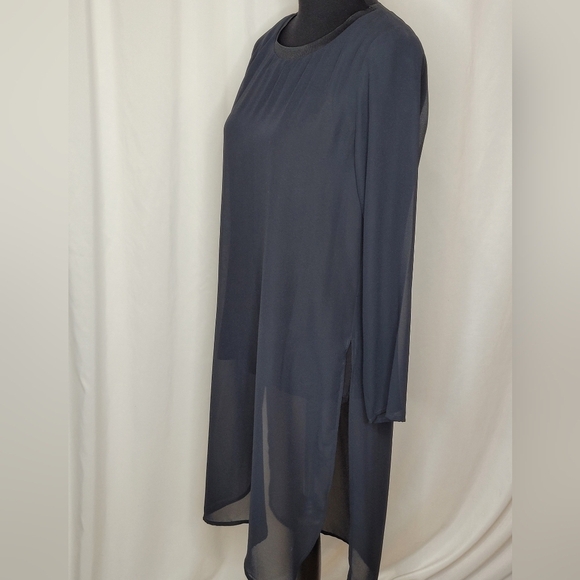 Soft Surroundings Jennifer Tunic Black Sheer Hi-Low Shell over Jersey - Size S - Picture 4 of 11